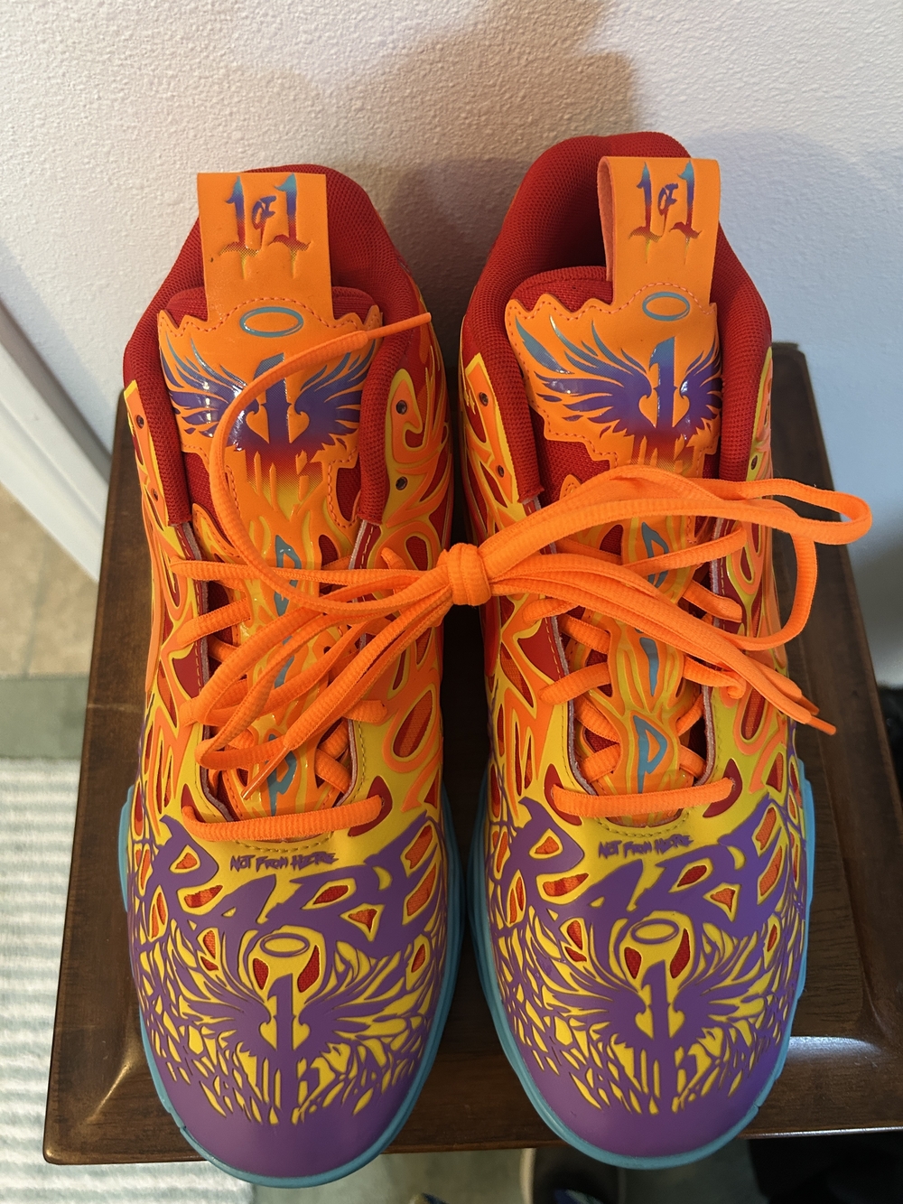 Men's Orange and Purple Graphic Basketball Shoes